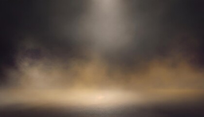 dark gray background fog and light on floor mystical mist smoke in dark room banner show product