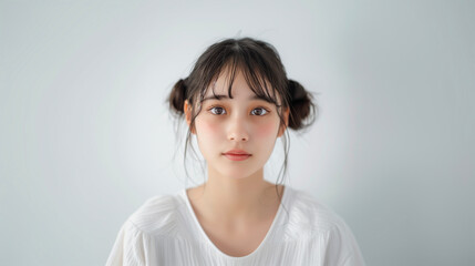 白い服を着た10代の女の子