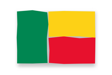 Benin flag  - stylish flag mosaic of colorful papercuts. Vector illustration with dropped shadow isolated on white background