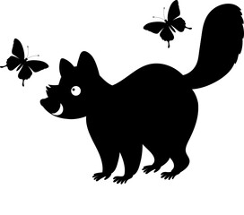 Cute raccoon smiling on white background