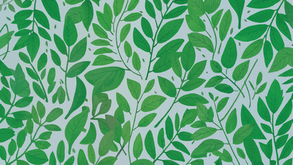 green leaves flying on a white background 
