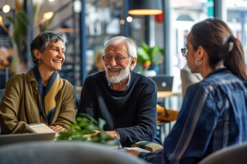 Elderly couple receiving personalized financial guidance from a banker