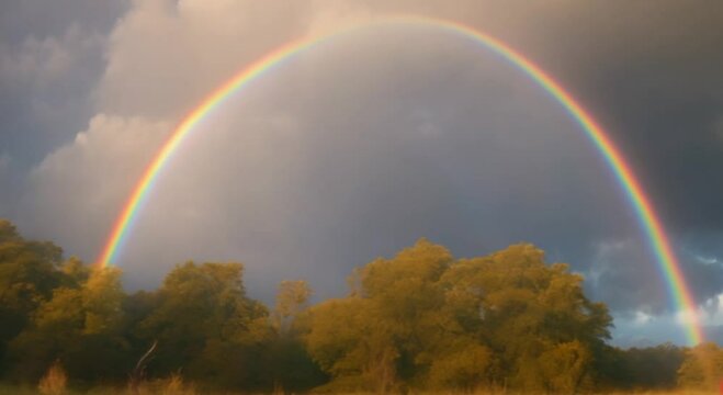 Beautiful 3D view of a rainbow in the sky, amazing nature