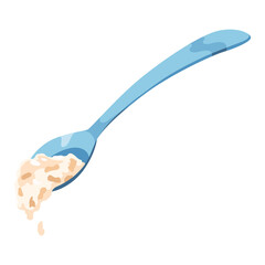 Oatmeal breakfast. Nourishment food, ripe plant. Healthy nutrition meal concept.  illustration isolated on white background