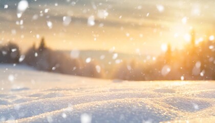 winter background texture of a snow covered landscape with snowflakes falling concept of the winter season blurred
