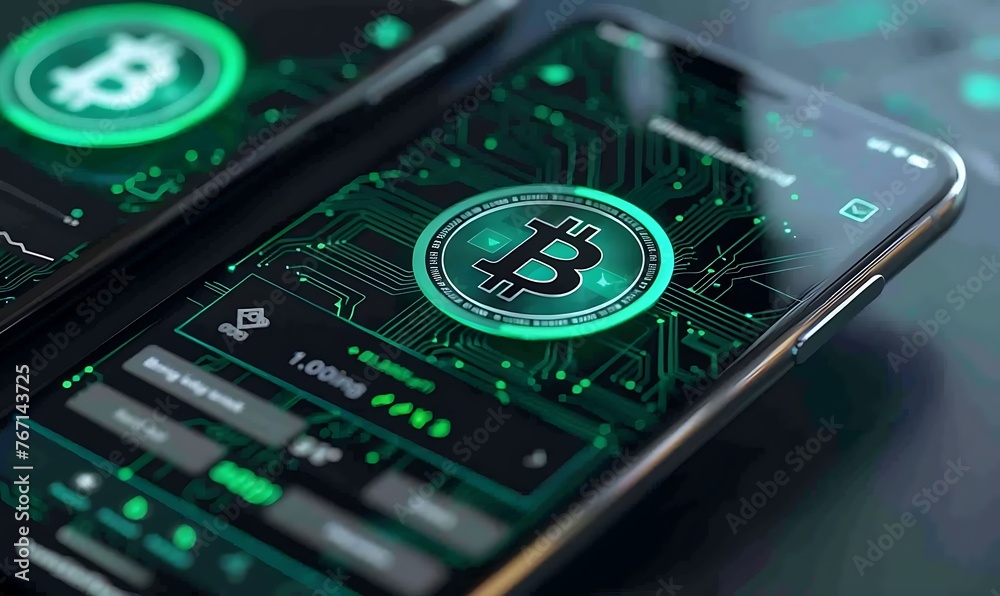 Poster Enhancing Blockchain Security, A Close-up of Cryptocurrency Wallet Interface on Smartphone