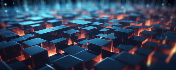 Fototapeta premium Digital background. Can be used in the description of network abilities, technological processes, digital storages, science, education, etc.