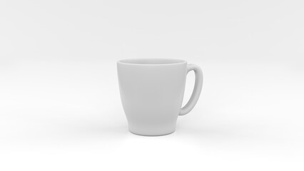 Simple and clear mockup of the cup for coffee on white background. 3d illustration.