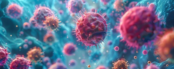 Fototapeta premium Delve into the unseen world of microbiomes with a rear-view perspective Showcase a vibrant, interconnected ecosystem teeming with diverse microorganisms 