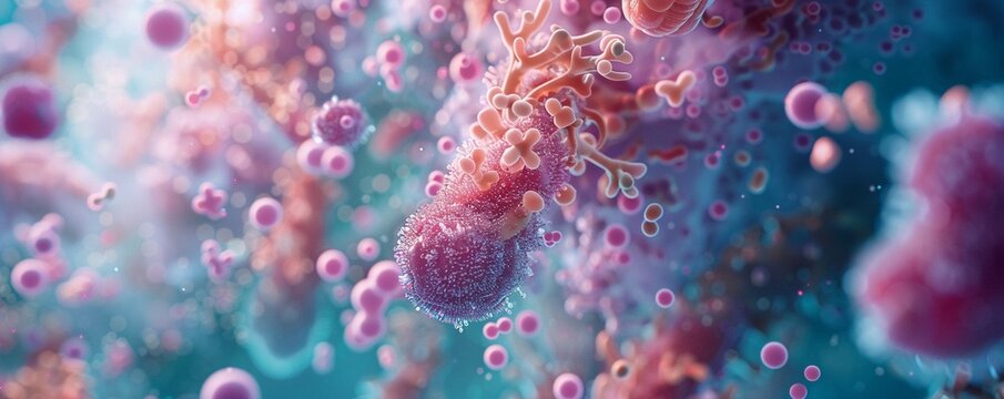 Delve into the unseen world of microbiomes with a rear-view perspective Showcase a vibrant, 