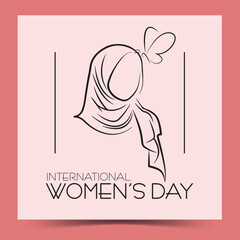 Set of stylish and trendy hijab woman hand-drawn. Modern abstract faces fashion hijab girl perfect for social media template and wallpaper. Hijab women's day. hijab day