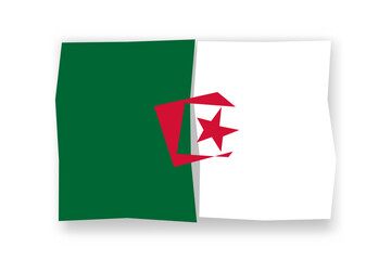 Algeria flag  - stylish flag mosaic of colorful papercuts. Vector illustration with dropped shadow isolated on white background