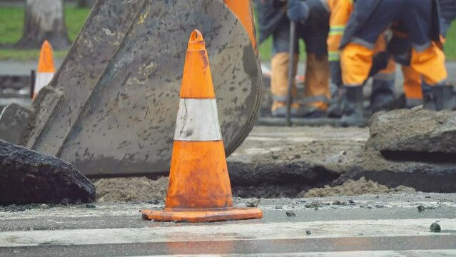 Road repair work city man equipment machine industrial street asphalt