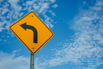 photo of left turn arrow road sign