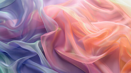 Colorful pastel colors Translucent Fabrics Draping and Intersecting in Soft Light