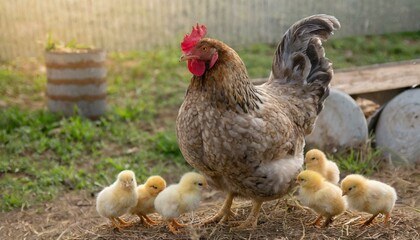 Fototapeta premium a chicken with chicks