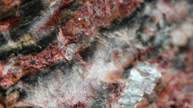'Bird's Eye' Rhyolite (Mexico) Volcanic equivalent of granite specimen in closeup, moving focus