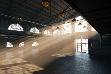 Expansive Sunlit Industrial Loft Space with Dramatic Arched Windows