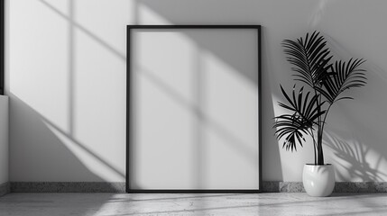 Create an elegant, minimalistic black frame mockup, 32k resolution, high quality.