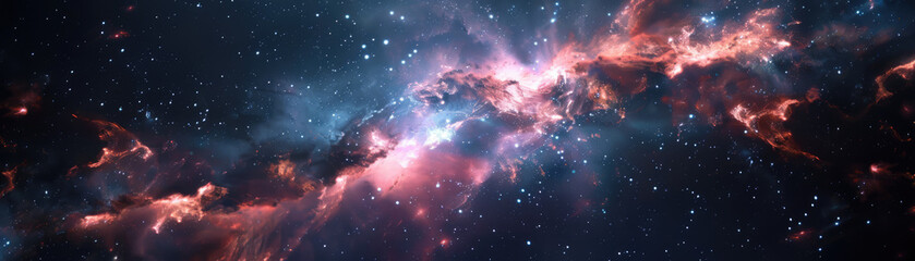 Vibrant interstellar cloud with fiery tones