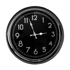 Black wall clock isolated on white background