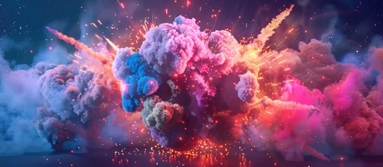 Fotobehang Explosive dance of colors in a nebulous form © Mik Saar