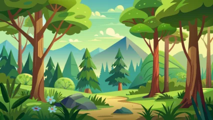 Fotobehang forest-background vector illustration  © Kanay