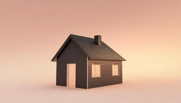 black rendered generic isolated 3d house isolated pastel background copy space
