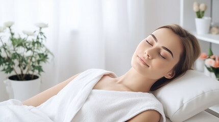 Obraz na płótnie Canvas Peaceful Relaxation: Woman Receiving Gentle Head Massage