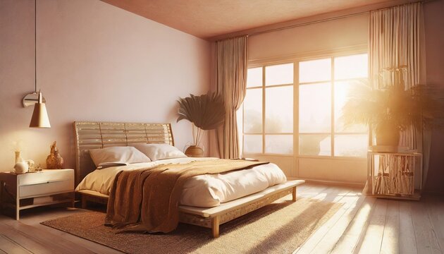 african ethnic style bedroom interior mock up room simple mockup space loft background image