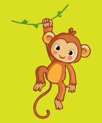 Obraz premium Cute Monkey Cartoon Vector Icon Illustration Animal Holiday