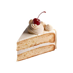 Delicious vanilla cake slice png isolated on transparent background