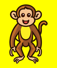 Fototapeta premium Cute Monkey Cartoon Vector Icon Illustration Animal Holiday