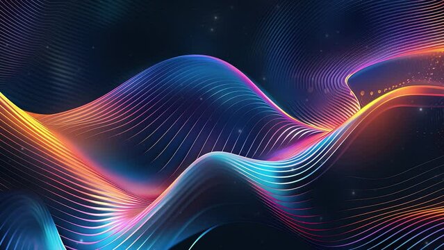 abstract technology particles mesh background, Wave stream digital illustration background concept 4K