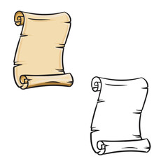 scroll drawing with line art style. Simple design outline style. Vector illustration. Paper scroll, manuscript