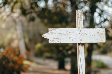 blank white wooden old trail sign