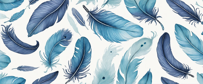 Watercolor Feathers in Boho Style colorful