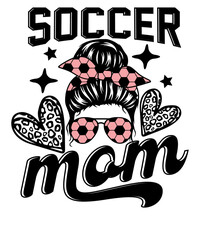 Soccer Mom Varsity Messy Bun T Shirt Design