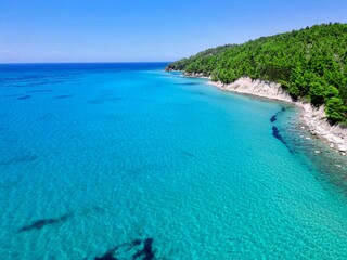 beautiful coastline on an island in the Mediterranean sea in summer
