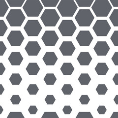 Halftone honeycomb pattern vector illustration. Geometric seamless pattern on isolated background. Hexagon decrease sign concept. - obrazy, fototapety, plakaty