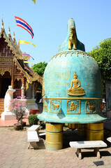 Ancient antique Ubosot Wihan Kaew for thai travelers people travel visit respect praying blessing...