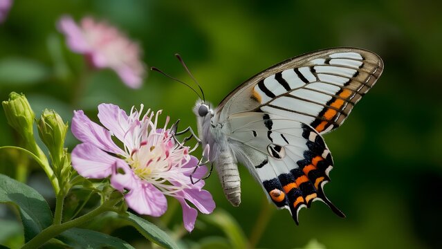 Digital High sharpness image of Aporia crataegi butterfly on flower