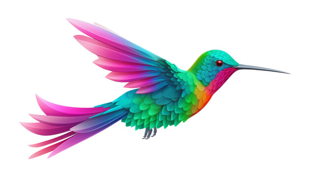 colorful hummingbird isolated on transparent background cutout