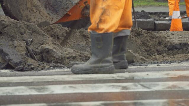 Road repair work city man equipment machine industrial street asphalt