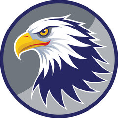 Eagle head in circle on white background. Vector illustration in flat style.