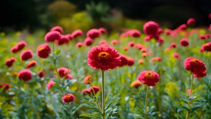 Obraz premium Display Blurred nature background of flowers in garden park outdoors