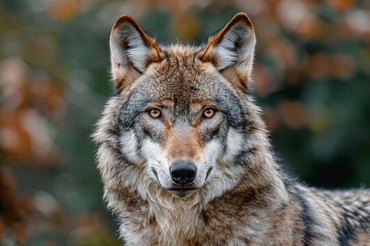 Wolf Portrait - Realistic Wildlife Animal Photography Close-up Illustration