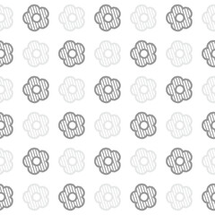 Daisy flower seamless pattern. Black flower on white background. Flat illustration images