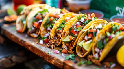 Fototapeta na wymiar /imagine Street Food Taco Fiesta, Spicy, Flavor-packed, Authentic, Food Truck Vibes, Urban Setting background 
