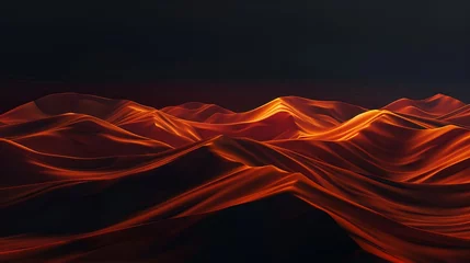 Gordijnen Minimal dark textured landscape background. Abstract background, desert or mountains at night, red-orange color © Anastasiia K.